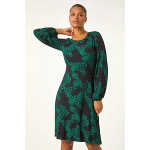 Roman Green Ditsy Floral Gathered Dress - Dress Roman Green Ditsy Floral Gathered Dress - Dress