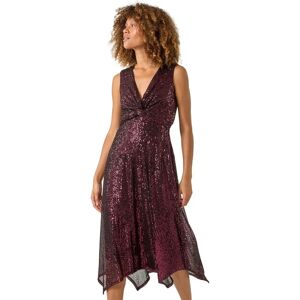 Roman Sequin Wrap Twist Midi Dress - Magenta - Casual Elegant Roman Sequin Wrap Twist Midi Dress - Magenta - Casual Elegant