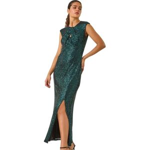 Roman Emerald Sequin Twist Front Maxi Dress - Size 10 Roman Emerald Sequin Twist Front Maxi Dress - Size 10