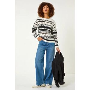 Roman Originals UK Contrast Pointelle Knit Jumper - Size 14 - Womens Roman Originals UK Contrast Pointelle Knit Jumper - Size 14 - Womens