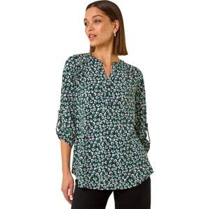 Roman Originals UK Navy Floral Print 3 Button Shirt - Size 12 Roman Originals UK Navy Floral Print 3 Button Shirt - Size 12