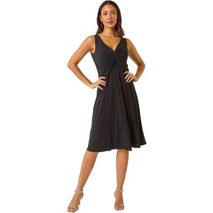 Roman Black Floral Glitter Midi Dress - Dress Roman Black Floral Glitter Midi Dress - Dress