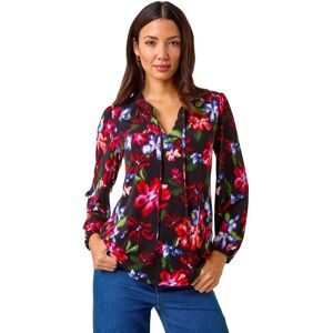 Roman Originals Red Floral Print Tie Neck Top - Size 18 - Tops Roman Originals Red Floral Print Tie Neck Top - Size 18 - Tops