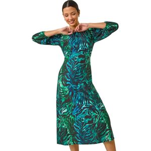 Roman Originals UK Green Zebra Print Gathered Midi Dress - Dress Roman Originals UK Green Zebra Print Gathered Midi Dress - Dress