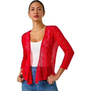 Roman Originals UK Red Textured Light Knit Shrug - Size 14 - Women Roman Originals UK Red Textured Light Knit Shrug - Size 14 - Women