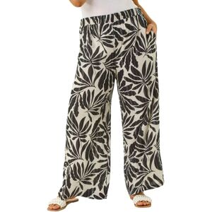 Roman Originals UK Leaf Print Metallic Wide Leg Trousers - Black Roman Originals UK Leaf Print Metallic Wide Leg Trousers - Black