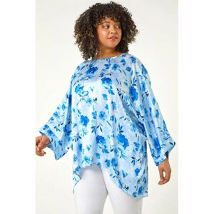 Curve Blue Floral Print Tunic Top in Size 26-28 - Women Curve Blue Floral Print Tunic Top in Size 26-28 - Women