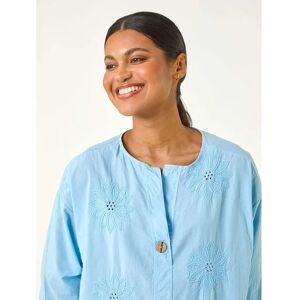 Roman Originals UK Light Blue Floral Embroidered Tunic Top - Size M - Womens Roman Originals UK Light Blue Floral Embroidered Tunic Top - Size M - Womens