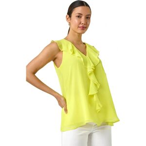 Roman Originals UK Yellow Ruffle Chiffon Vest Top - Vest Top Roman Originals UK Yellow Ruffle Chiffon Vest Top - Vest Top