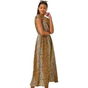 Roman Originals UK Camel Animal Print Maxi Dress - Max dress Roman Originals UK Camel Animal Print Maxi Dress - Max dress