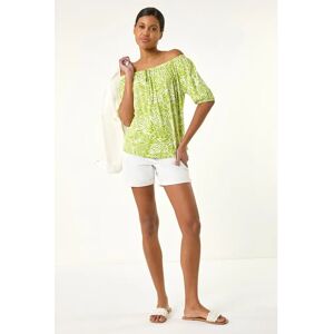 Roman Originals UK Green Floral Print Bardot Top - Size 20 Top Roman Originals UK Green Floral Print Bardot Top - Size 20 Top