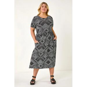 Roman Originals Paisley Print Stretch Midi Dress - Black - Dress Roman Originals Paisley Print Stretch Midi Dress - Black - Dress