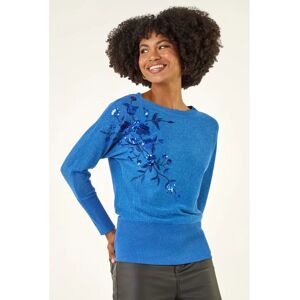 Roman Blue Floral Sequin Knit Jumper - 18 Roman Blue Floral Sequin Knit Jumper - 18