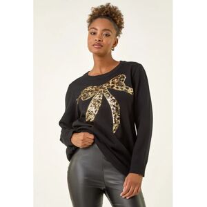 Roman Large Black Sequin Animal Bow Knit Jumper - Jumper Roman Large Black Sequin Animal Bow Knit Jumper - Jumper