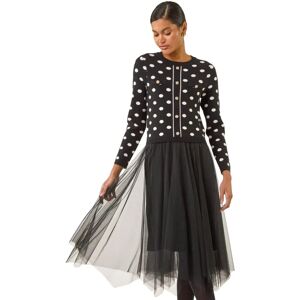Roman Women's Polka Dot Mesh Midi Dress - Dress Roman Women's Polka Dot Mesh Midi Dress - Dress