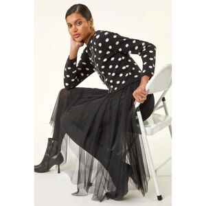 Roman Women's Polka Dot Mesh Midi Dress - Dress Roman Women's Polka Dot Mesh Midi Dress - Dress