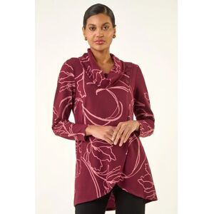 Roman Burgundy Leaf Print Cowl Neck Top - Top Roman Burgundy Leaf Print Cowl Neck Top - Top