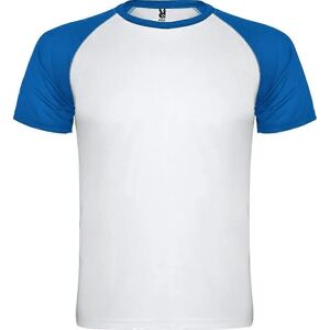 Roly Indianapolis White/Royal Blue Short-Sleeved Sports T-Shirt - Childrens Roly Indianapolis White/Royal Blue Short-Sleeved Sports T-Shirt - Childrens