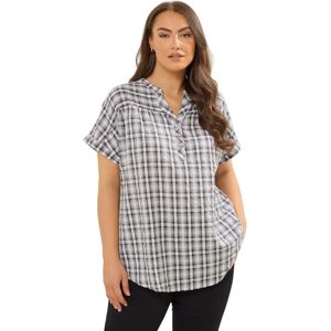 Yours Grey Check Print Textured Blouse - Casual Top Yours Grey Check Print Textured Blouse - Casual Top
