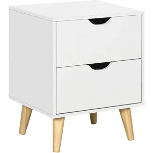Homcom White Nightstand With 2 Drawers & Pine Legs - Nightstand Homcom White Nightstand With 2 Drawers & Pine Legs - Nightstand