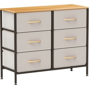 HOMCOM 6 Drawer Fabric Chest of Drawers - Hallway Cream HOMCOM 6 Drawer Fabric Chest of Drawers - Hallway Cream