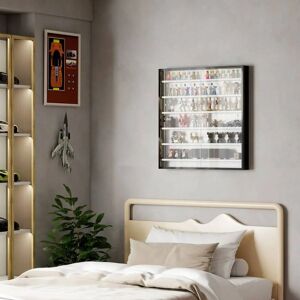 HOMCOM 7-Tier Wall Display Cabinet - Shelves Glass Doors - Black and White HOMCOM 7-Tier Wall Display Cabinet - Shelves Glass Doors - Black and White