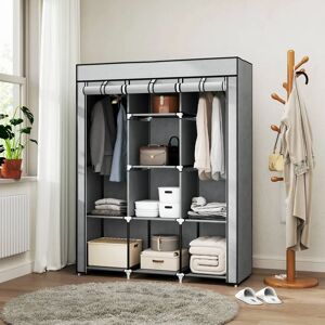 Homcom Light Grey Portable Wardrobe - 8 Shelves, Steel & Non-Woven Homcom Light Grey Portable Wardrobe - 8 Shelves, Steel & Non-Woven