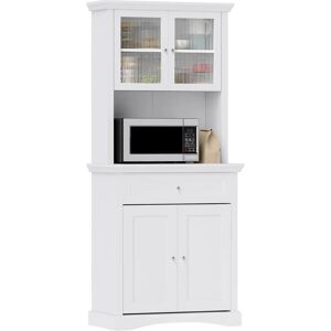 Homcom White Kitchen Cupboard Storage Cabinet - Adjustable Shelves, Drawer - Kitchen Storage Homcom White Kitchen Cupboard Storage Cabinet - Adjustable Shelves, Drawer - Kitchen Storage