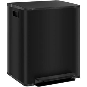 Homcom Stainless Steel Double Kitchen Bin - Black - 50L Homcom Stainless Steel Double Kitchen Bin - Black - 50L
