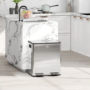 Silver Tone 20l Dual Kitchen Bin - Recycling & Waste Silver Tone 20l Dual Kitchen Bin - Recycling & Waste