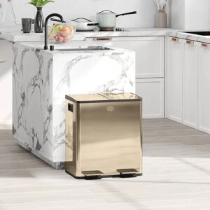 Gold Tone - 2x20L Dual Kitchen Bin - Gold - Pedal Bin Gold Tone - 2x20L Dual Kitchen Bin - Gold - Pedal Bin