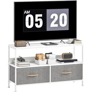 Homcom White TV Cabinet - Foldable Fabric Drawers - Media Stand - Open Shelves - UK Homcom White TV Cabinet - Foldable Fabric Drawers - Media Stand - Open Shelves - UK