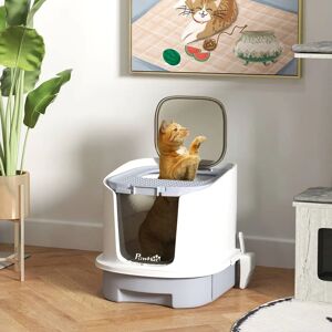 PawHut - Hooded Cat Litter Box - Grey PawHut - Hooded Cat Litter Box - Grey