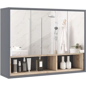 HOMCOM Wall-Mounted Bathroom Cabinet - Mirror Storage Grey HOMCOM Wall-Mounted Bathroom Cabinet - Mirror Storage Grey