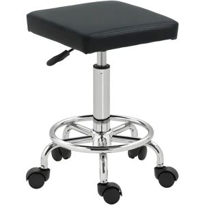 Homcom Black Pu Leather Rolling Stool - Height Adjustable - 34x34x50-66cm Homcom Black Pu Leather Rolling Stool - Height Adjustable - 34x34x50-66cm