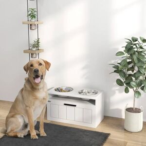 PawHut - Raised Dog Bowl - Slow Feeder - White - Dog Bowl PawHut - Raised Dog Bowl - Slow Feeder - White - Dog Bowl