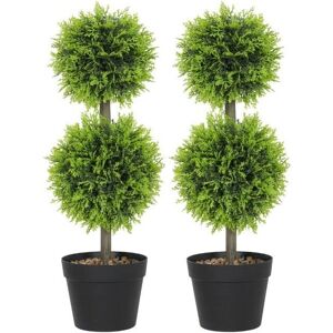 Homcom Green Artificial Topiary Cypress Trees Set Of 2 - Artificial Topiary Cypress Trees Homcom Green Artificial Topiary Cypress Trees Set Of 2 - Artificial Topiary Cypress Trees