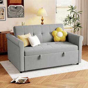 Homcom Grey Velvet Sofa Bed - Support 240kg, Convertable, 141x95.5x78cm Homcom Grey Velvet Sofa Bed - Support 240kg, Convertable, 141x95.5x78cm