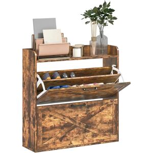 Homcom Rustic Narrow Shoe Cabinet - Storage for 16 Pairs Homcom Rustic Narrow Shoe Cabinet - Storage for 16 Pairs