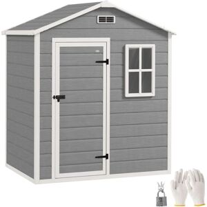 Outsunny 6 x 4ft Resin Garden Shed with Floor and Window - Garden Shed Outsunny 6 x 4ft Resin Garden Shed with Floor and Window - Garden Shed