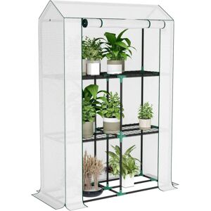 Outsunny 3 Tier Mini Greenhouse - Mini Greenhouse, White, PE Cover, Roll-Up Door Outsunny 3 Tier Mini Greenhouse - Mini Greenhouse, White, PE Cover, Roll-Up Door