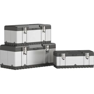 HOMCOM 3-Piece Stainless Steel Toolbox Set - Tool Box Set HOMCOM 3-Piece Stainless Steel Toolbox Set - Tool Box Set