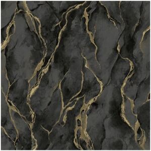 Vasari Rasch Heavyweight Vinyl Pandora Black Gold Wallpaper - Wallcovering Vasari Rasch Heavyweight Vinyl Pandora Black Gold Wallpaper - Wallcovering