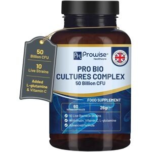 Prowise Healthcare Bio Cultures Complexe - 50 Mrd UFC - 10 Souches - Inuline & L-Glutamine - Probiotiques & Prébiotiques - Santé Intestinale - Publicité Prowise Healthcare Bio Cultures Complexe - 50 Mrd UFC - 10 Souches - Inuline & L-Glutamine - Probiotiques & Prébiotiques - Santé Intestinale - Publicité