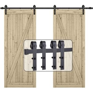 AXHUP Schiebetür Kit - 2,44M - Schwarz - Türbeschlag Set AXHUP Schiebetür Kit - 2,44M - Schwarz - Türbeschlag Set