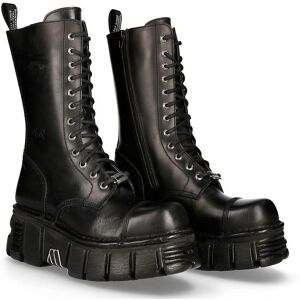 New Rock M-Mili211c-C1 Unisex Metallic Black Leather Boots - Boots New Rock M-Mili211c-C1 Unisex Metallic Black Leather Boots - Boots
