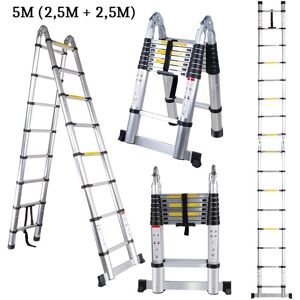 AXHUP Aluminum Telescopic Ladder - 5M, 150kg Capacity AXHUP Aluminum Telescopic Ladder - 5M, 150kg Capacity