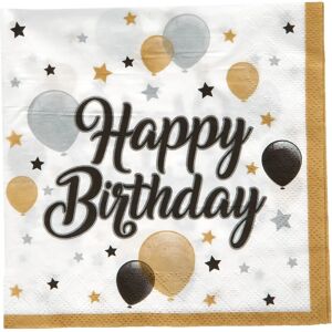 JADEO 20 Paper Towels - Birthday Gold Black Silver 33x33cm JADEO 20 Paper Towels - Birthday Gold Black Silver 33x33cm