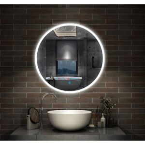 Kww Round LED Bathroom Wall Mirror - Anti-fog, Waterproof, 600x600mm Kww Round LED Bathroom Wall Mirror - Anti-fog, Waterproof, 600x600mm