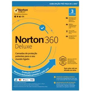 Symantec - Norton 360 Deluxe - Licença 3 Symantec - Norton 360 Deluxe - Licença 3